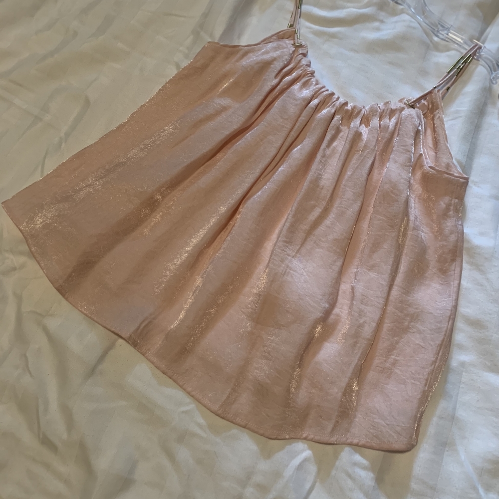Anthropologie Pink Sheen Top New with tags